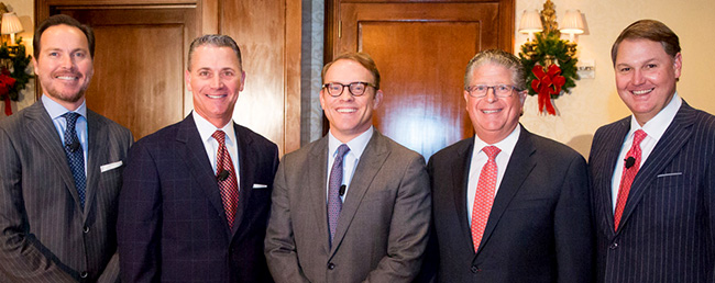 Jonathan Brinsden with Midway; Chris Hanslik of BoyarMiller; Jimmy Hinton with HFF; Bill Boyar of BoyarMiller; and Trey Odom with Avera Companies